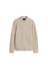 Relaxed Fit Waffle Knit Mock Neck Full Zipper - Desert Sand